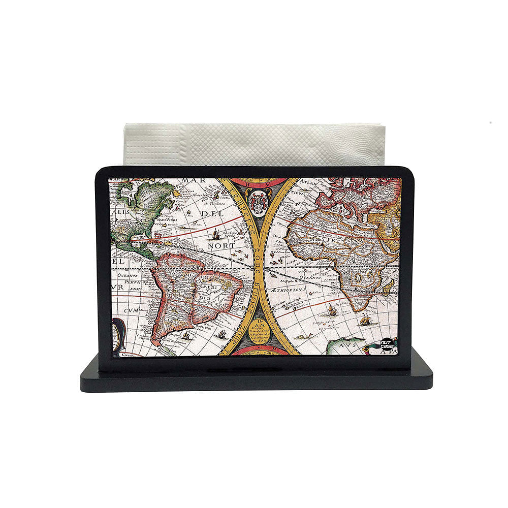 Tissue Holder Paper Napkin Stand - Vintage Map Nutcase