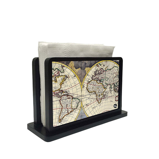Tissue Holder Paper Napkin Stand - Vintage Map Gloap Nutcase