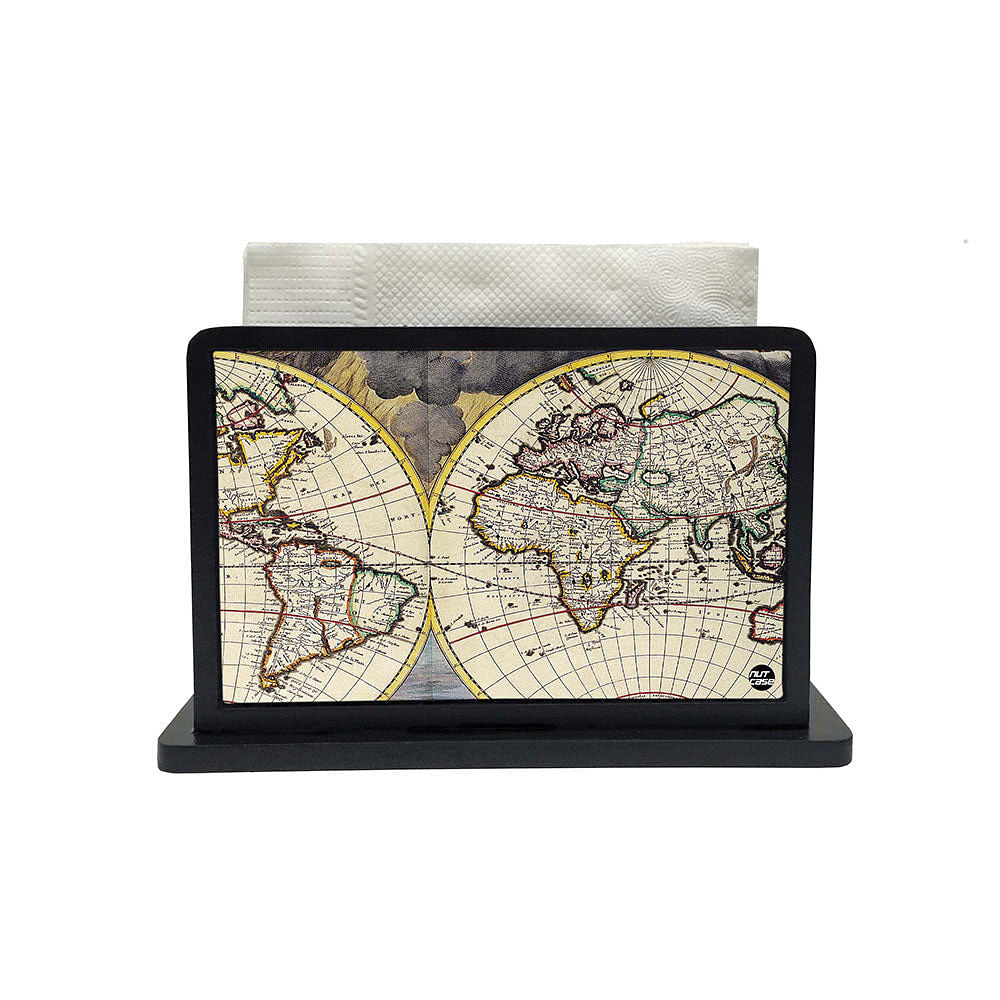 Tissue Holder Paper Napkin Stand - Vintage Map Gloap Nutcase