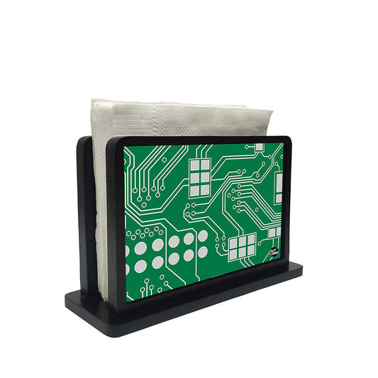 Tissue Holder Paper Napkin Stand - Circuit Board Green Nutcase