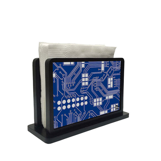 Tissue Holder Paper Napkin Stand - Circuit Board Blue Nutcase