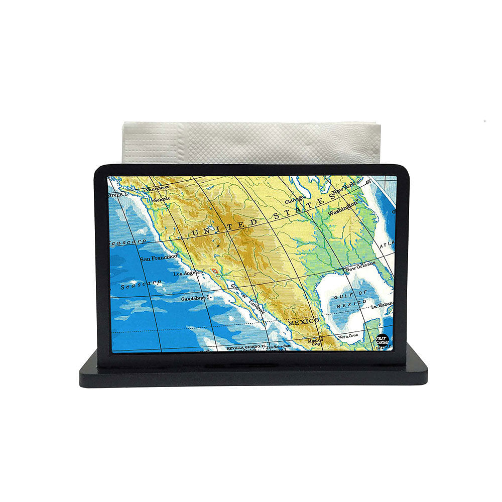 Tissue Holder Paper Napkin Stand - Atlas Map Nutcase