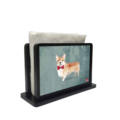 Tissue Holder Paper Napkin Stand - Cute Red Tie Dog Nutcase