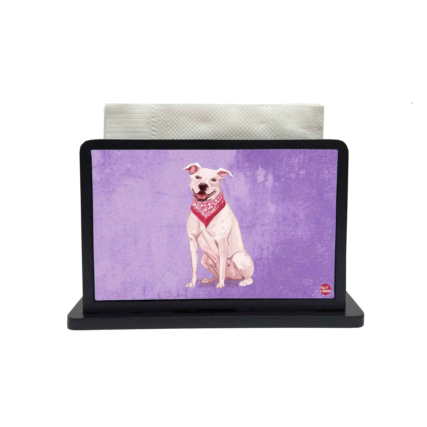 Tissue Holder Paper Napkin Stand - Dashing Pitbull Nutcase