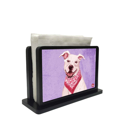 Tissue Holder Paper Napkin Stand - Dashing Pitbull Dog Nutcase