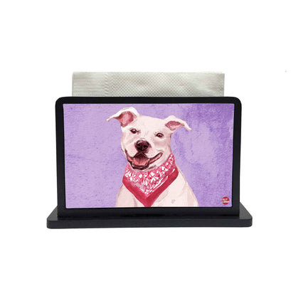 Tissue Holder Paper Napkin Stand - Dashing Pitbull Dog Nutcase