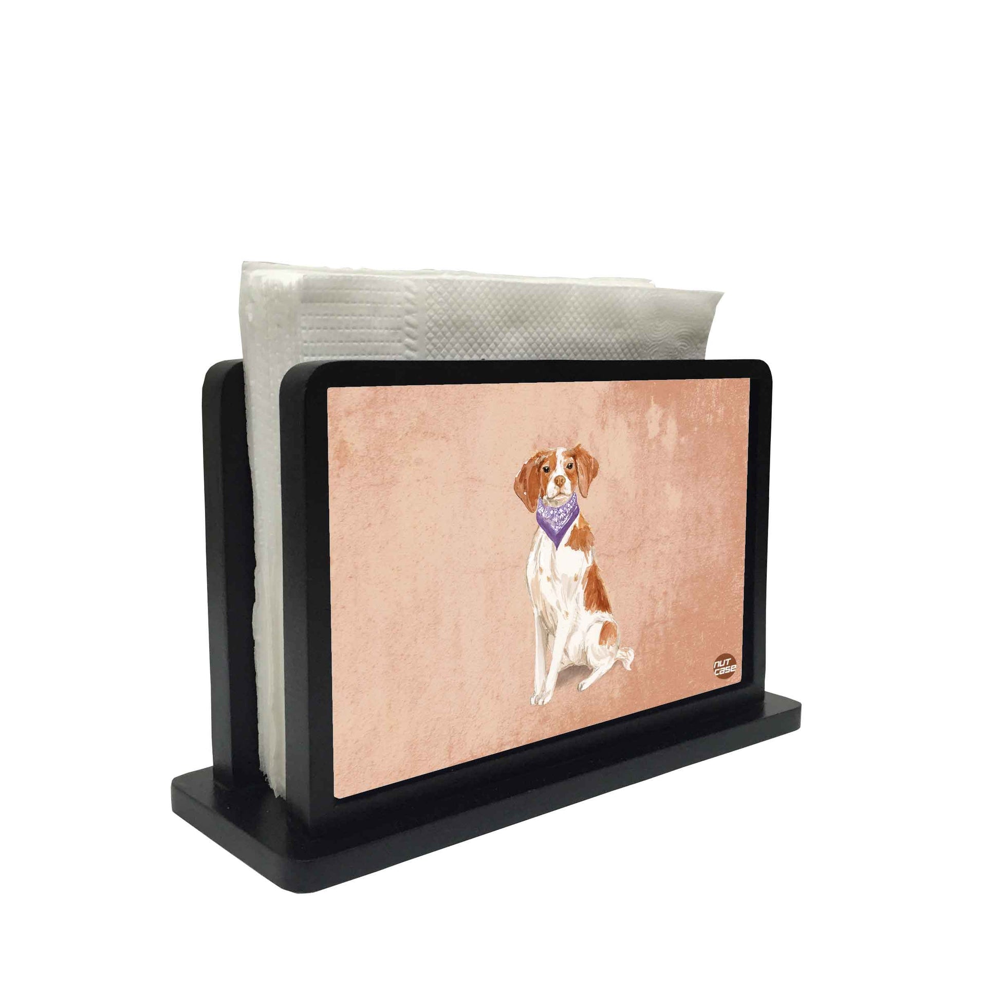 Tissue Holder Paper Napkin Stand - Purple Scarf Dog Nutcase