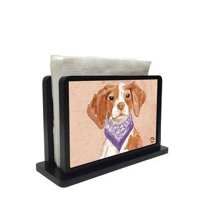 Tissue Holder Paper Napkin Stand - Purple Scarf Dog face Nutcase