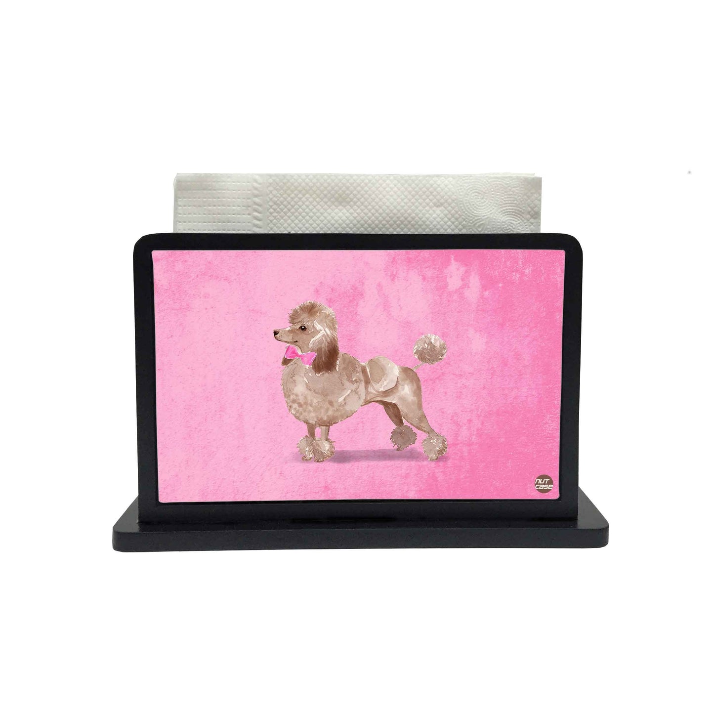 Tissue Holder Paper Napkin Stand - Cute Pink Dog Nutcase