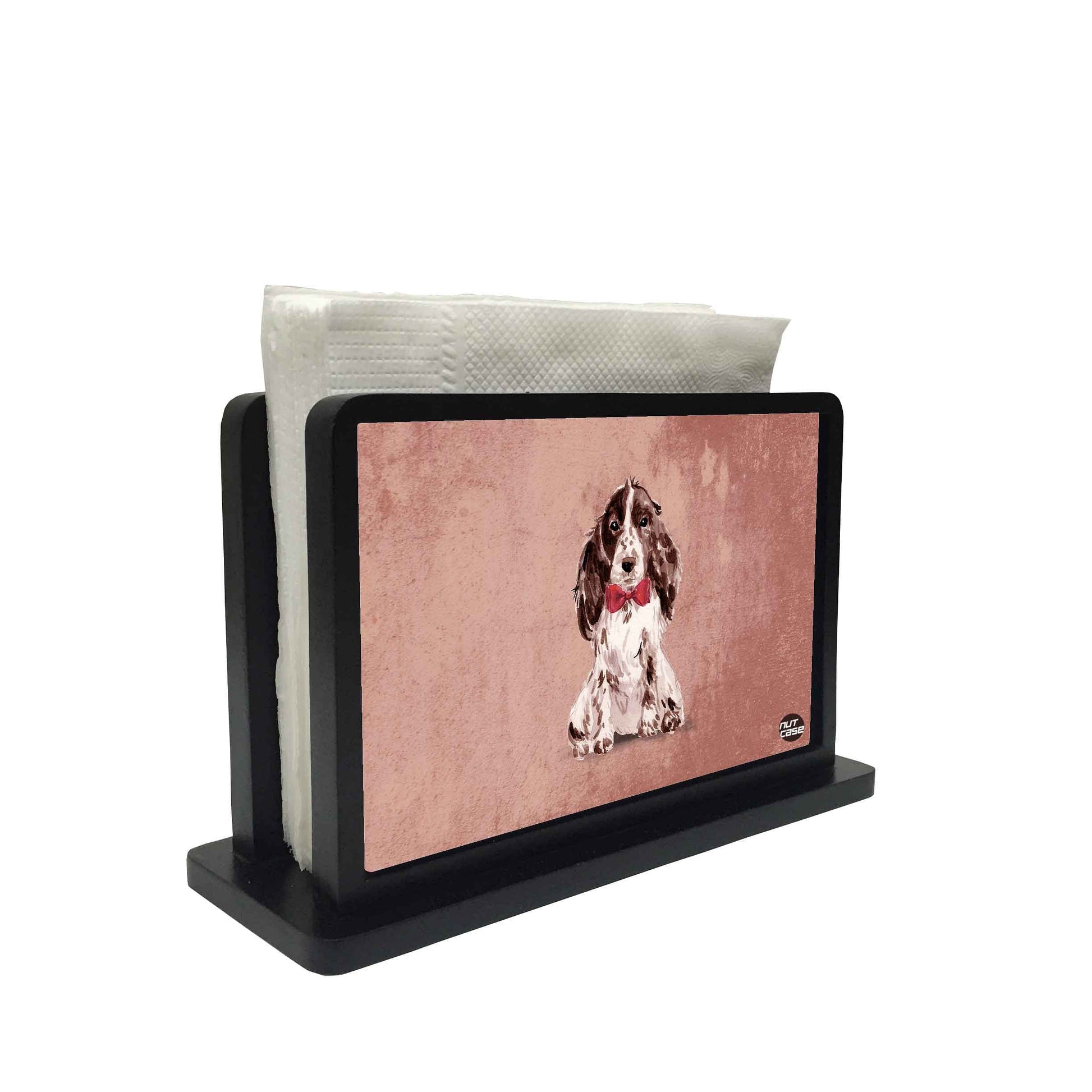 Tissue Holder Paper Napkin Stand - Black White Cocker Spaniel Nutcase