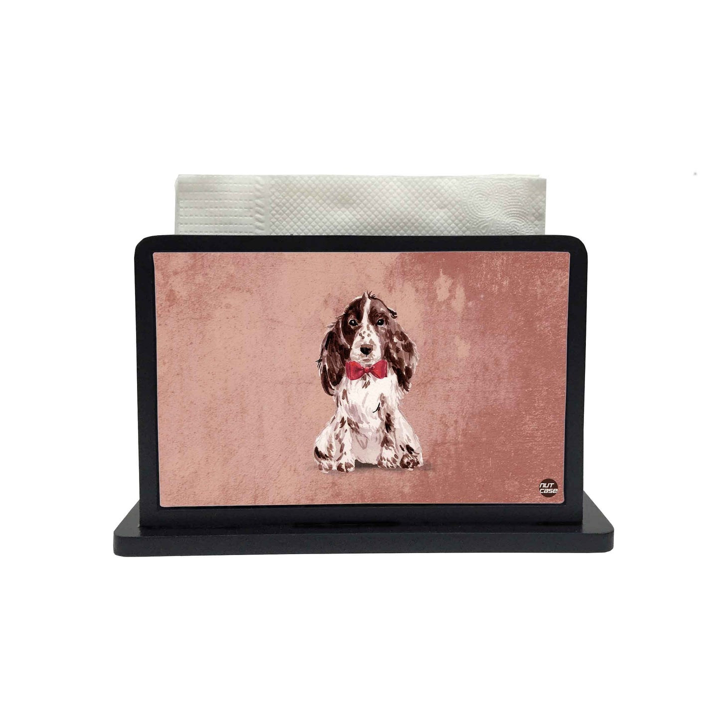 Tissue Holder Paper Napkin Stand - Black White Cocker Spaniel Nutcase