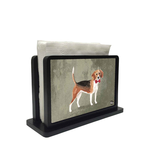 Tissue Holder Paper Napkin Stand - Cute Dog With Red Tie Nutcase
