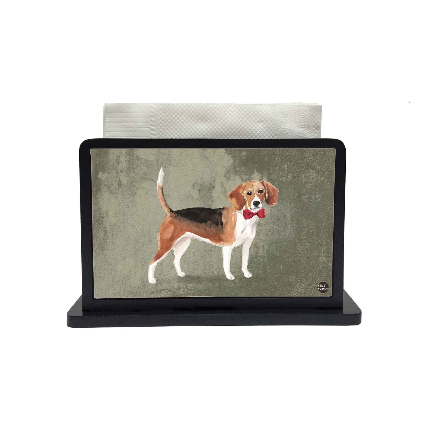 Tissue Holder Paper Napkin Stand - Cute Dog With Red Tie Nutcase