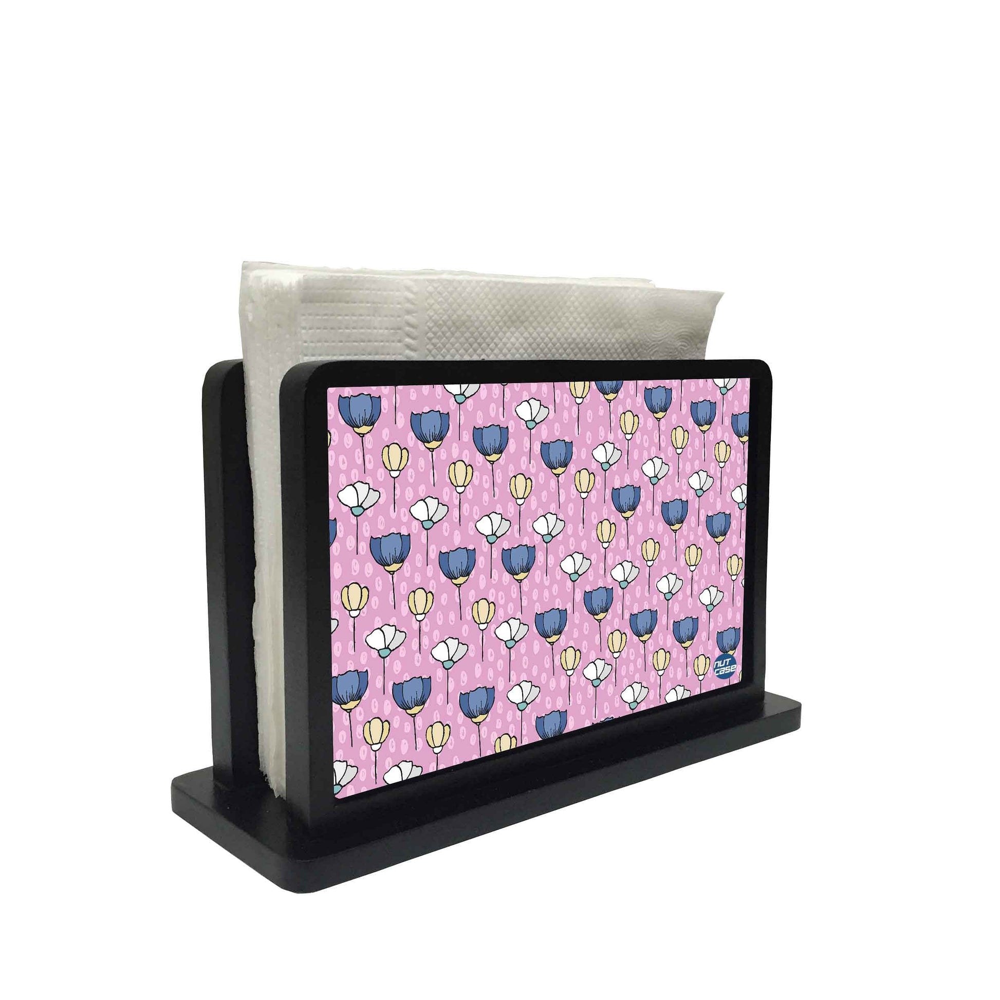 Tissue Holder Paper Napkin Stand -  PINK AND PURPLE TULIPS Nutcase