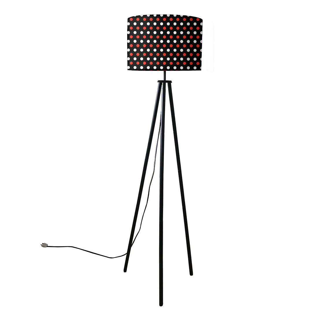 Tripod Floor Lamp Standing Light for Living Rooms -Red White Polka Nutcase
