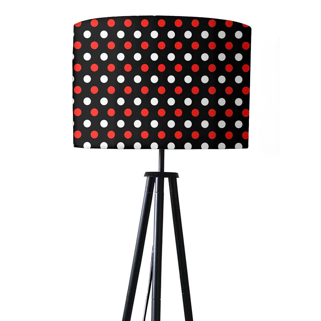 Tripod Floor Lamp Standing Light for Living Rooms -Red White Polka Nutcase