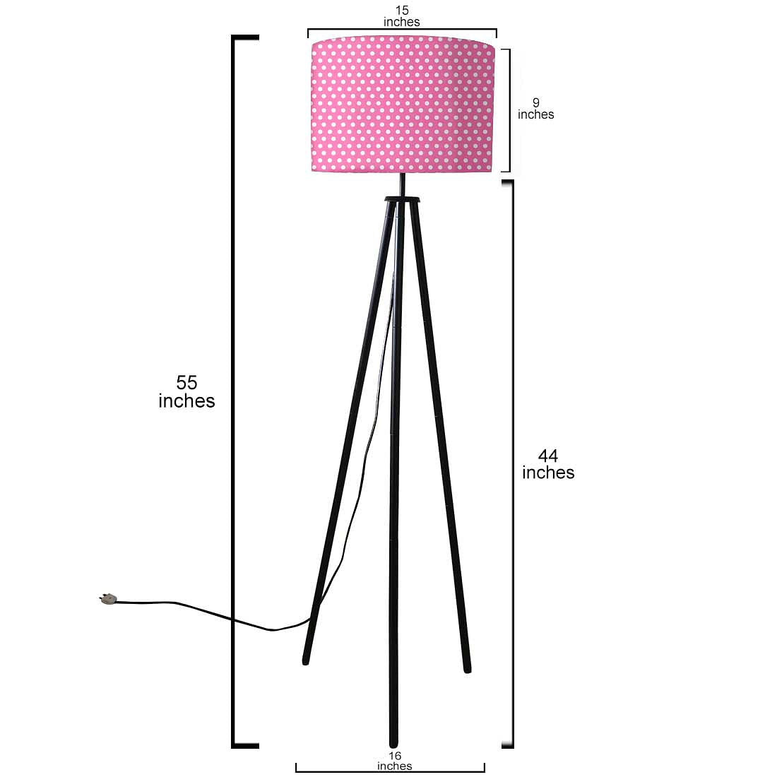 Tripod Floor Lamp Standing Light for Living Rooms -Pink Polka Nutcase