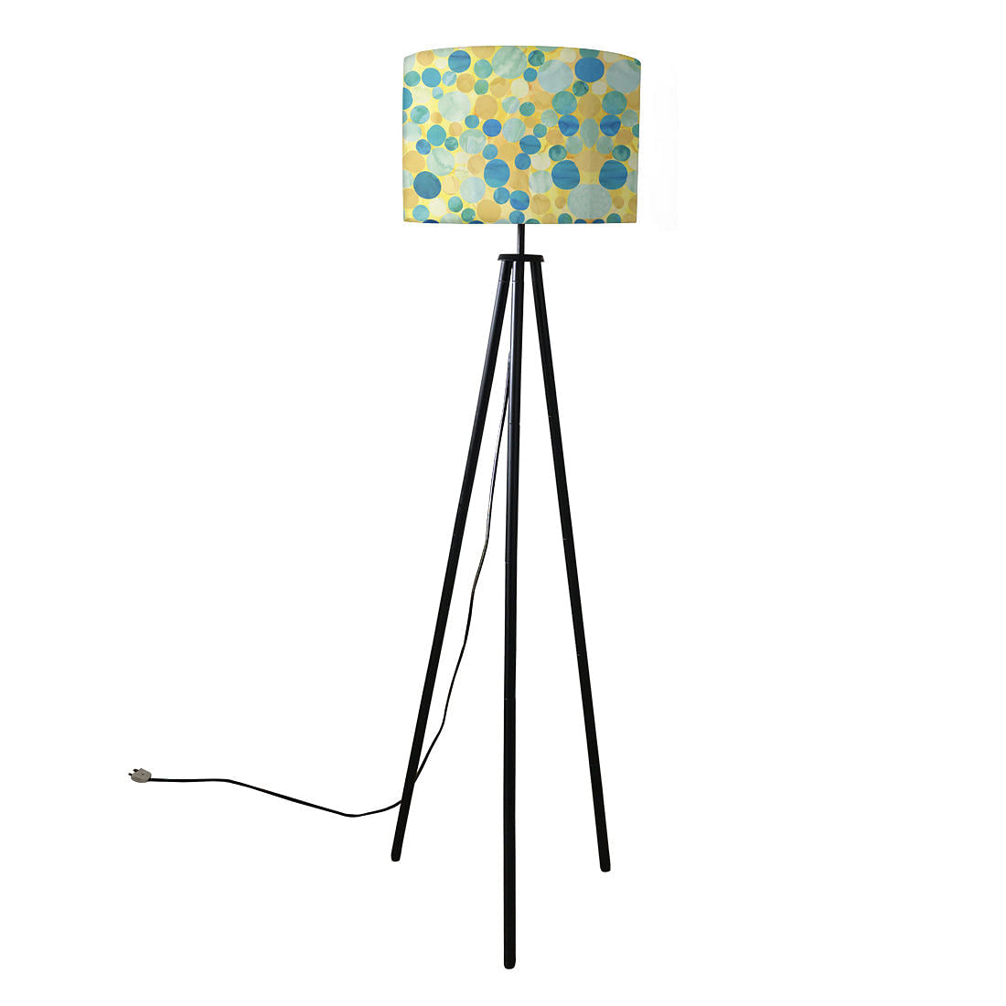 Tripod Floor Lamp Standing Light for Living Rooms -Yellow Blue Confetti Nutcase