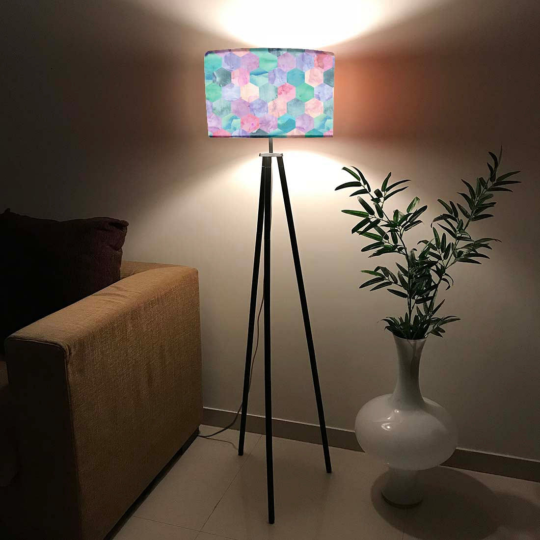 Tripod Floor Lamp Standing Light for Living Rooms -Marble Stone Effect Nutcase