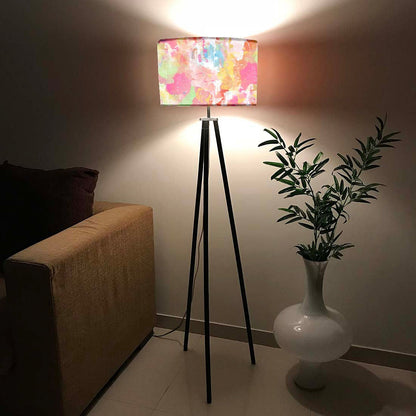 Tripod Floor Lamp Standing Light for Living Rooms -Orange Paint Splash Nutcase