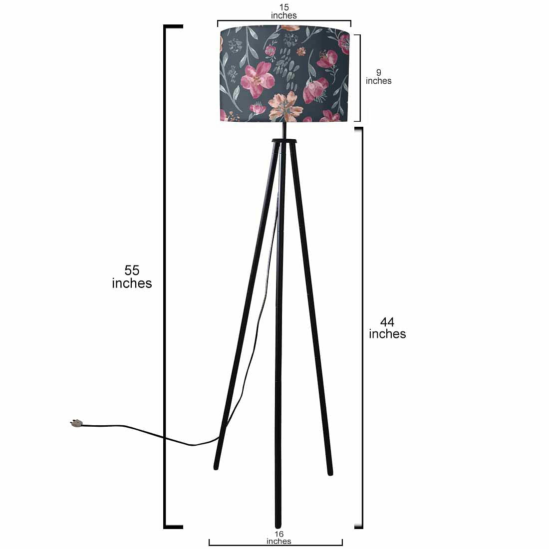 Tripod Standing Floor Lamp -Night Flowers Nutcase