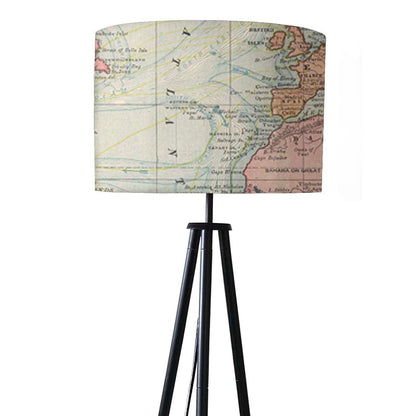 Tripod Floor Lamp Standing Light for Living Rooms -Vintage Map Nutcase