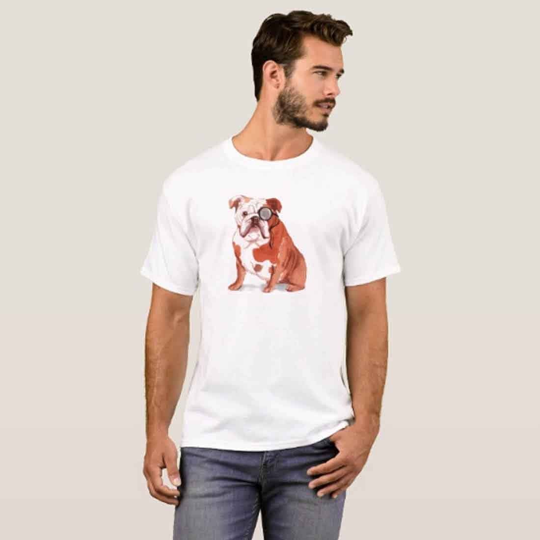 Nutcase Designer Round Neck Men's T-Shirt Wrinkle-Free Poly Cotton Tees - Brit Bulldog Nutcase