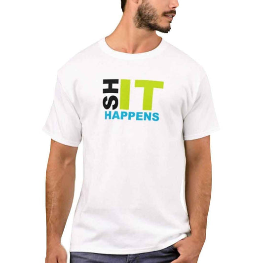 Nutcase Designer Round Neck Men's T-Shirt Wrinkle-Free Poly Cotton Tees - Shit Happens Nutcase