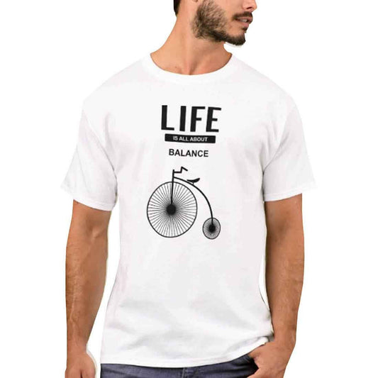Nutcase Designer Round Neck Men's T-Shirt Wrinkle-Free Poly Cotton Tees - Life is All About Balance Nutcase
