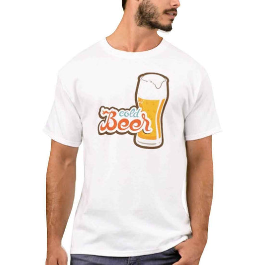 Nutcase Designer Round Neck Men's T-Shirt Wrinkle-Free Poly Cotton Tees - Cold Beer Nutcase