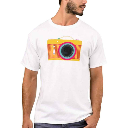 Nutcase Designer Round Neck Men's T-Shirt Wrinkle-Free Poly Cotton Tees - Colorful Camera Nutcase
