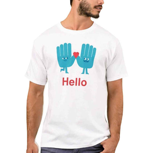 Nutcase Designer Round Neck Men's T-Shirt Wrinkle-Free Poly Cotton Tees - Hello Hand Nutcase