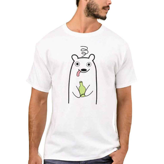 Nutcase Designer Round Neck Men's T-Shirt Wrinkle-Free Poly Cotton Tees - Wine Bear Nutcase
