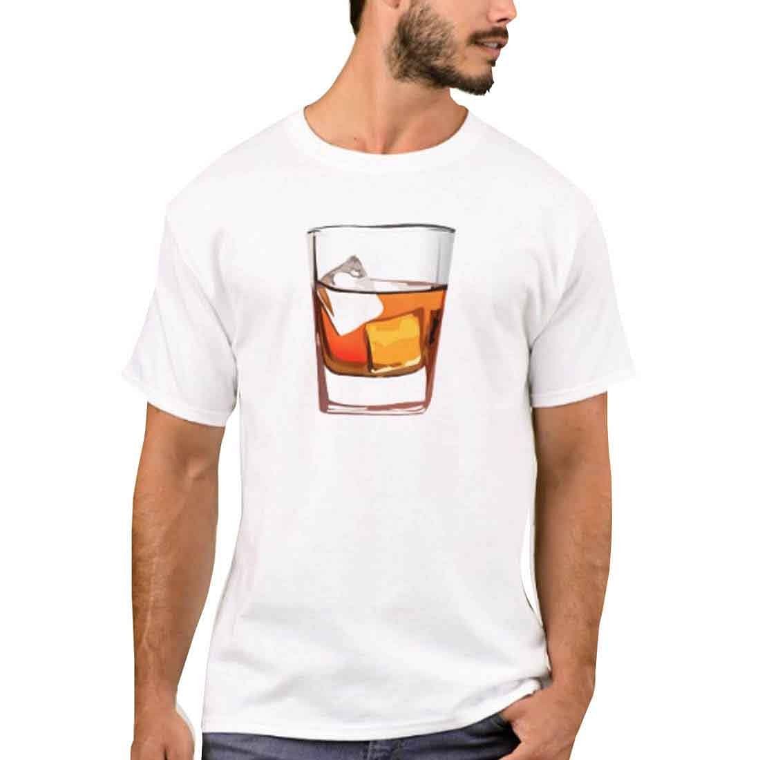 Nutcase Designer Round Neck Men's T-Shirt Wrinkle-Free Poly Cotton Tees - Whiskey On Rock Nutcase