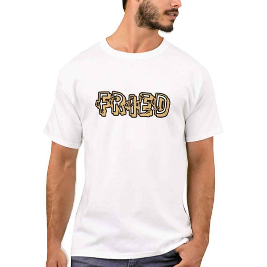 Nutcase Designer Round Neck Men's T-Shirt Wrinkle-Free Poly Cotton Tees - Fried Nutcase