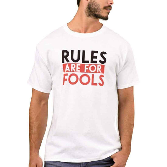 Nutcase Designer Round Neck Men's T-Shirt Wrinkle-Free Poly Cotton Tees - Rules are for Fools Nutcase