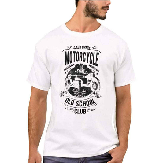 Nutcase Designer Round Neck Men's T-Shirt Wrinkle-Free Poly Cotton Tees - Old Motorcycle Nutcase