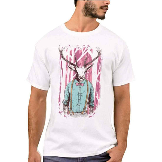 Nutcase Designer Round Neck Men's T-Shirt Wrinkle-Free Poly Cotton Tees - Hipster Moose Nutcase