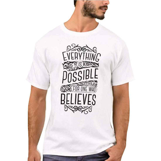 Nutcase Designer Round Neck Men's T-Shirt Wrinkle-Free Poly Cotton Tees - Everything is Possible Nutcase