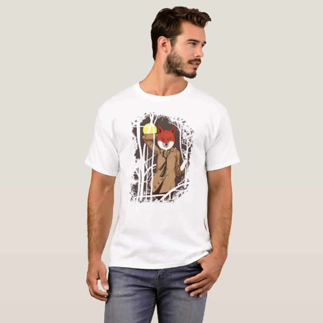 Nutcase Designer Round Neck Men's T-Shirt Wrinkle-Free Poly Cotton Tees - Fox Hip Nutcase