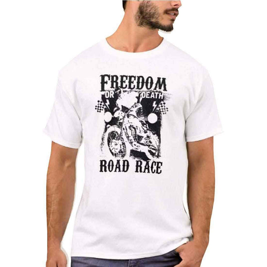 Nutcase Designer Round Neck Men's T-Shirt Wrinkle-Free Poly Cotton Tees - Freedom Road Race Nutcase