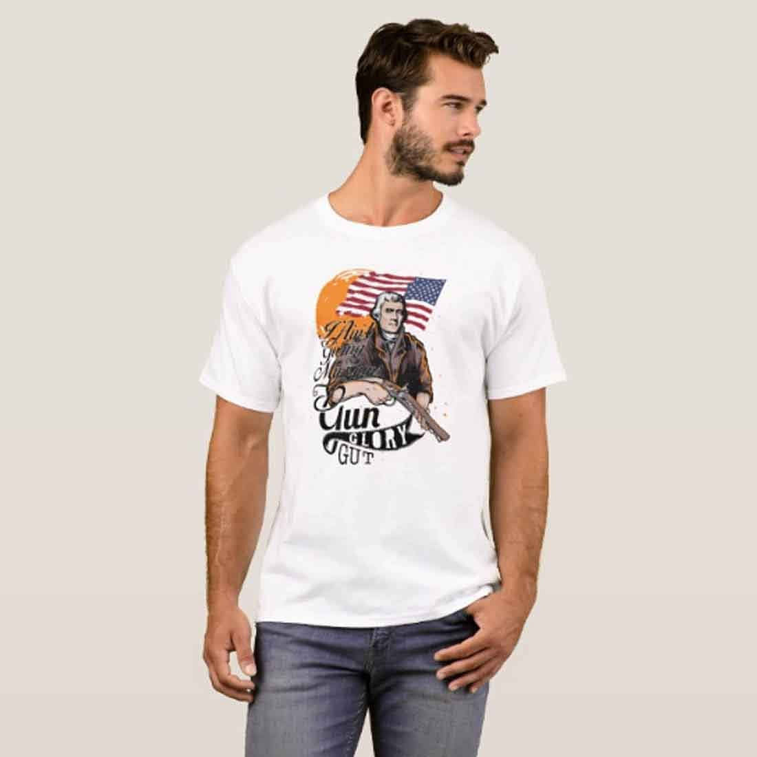 Nutcase Designer Round Neck Men's T-Shirt Wrinkle-Free Poly Cotton Tees - Gun Glory Nutcase