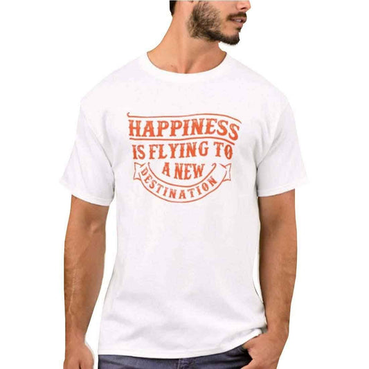 Nutcase Designer Round Neck Men's T-Shirt Wrinkle-Free Poly Cotton Tees - Happiness is Flying Nutcase
