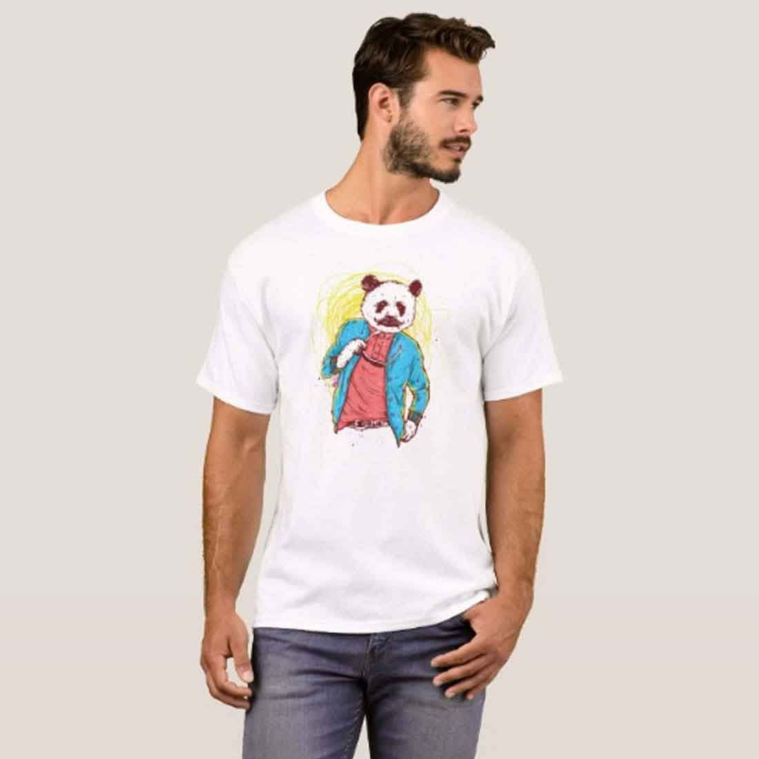Nutcase Designer Round Neck Men's T-Shirt Wrinkle-Free Poly Cotton Tees - Hipster Panda Nutcase