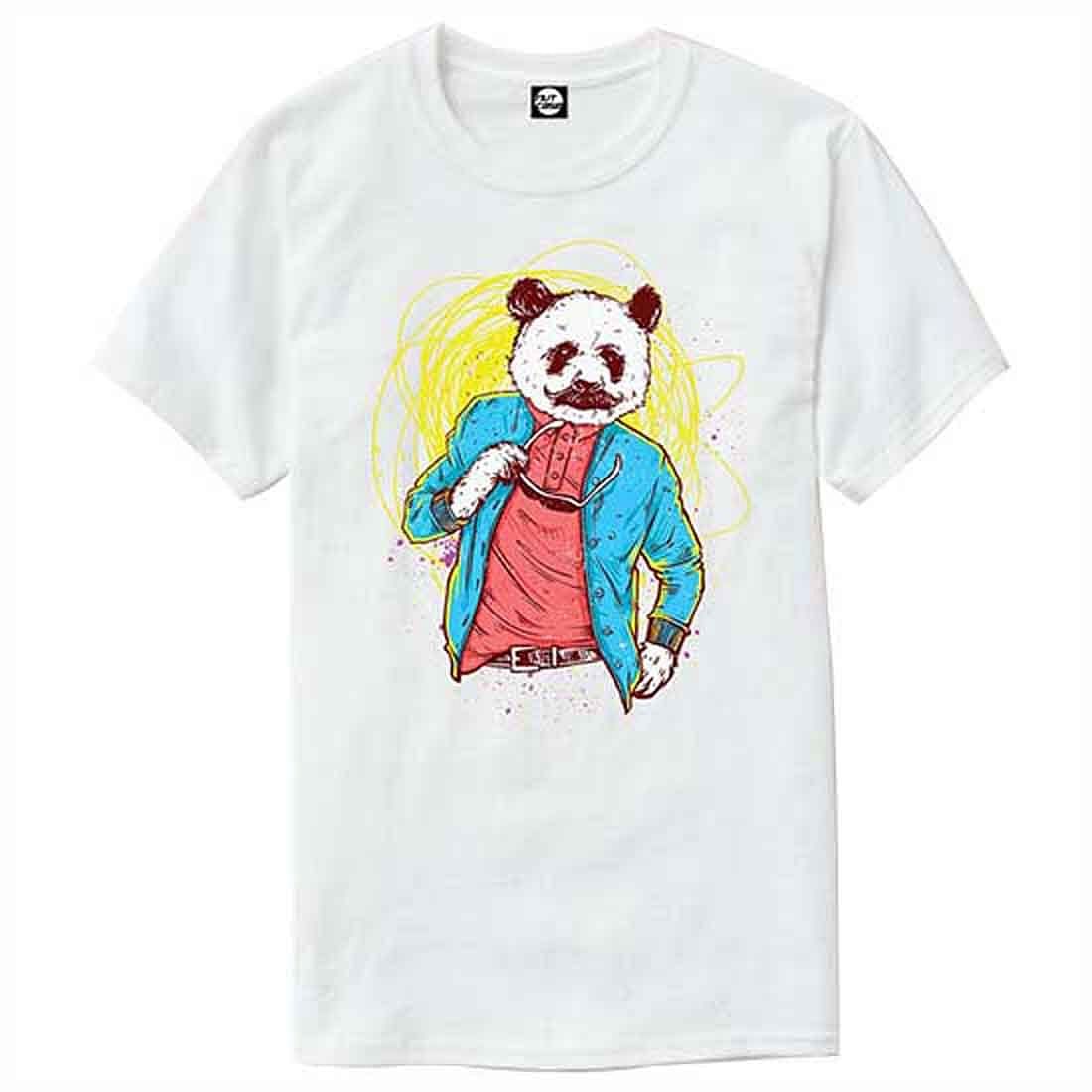 Nutcase Designer Round Neck Men's T-Shirt Wrinkle-Free Poly Cotton Tees - Hipster Panda Nutcase