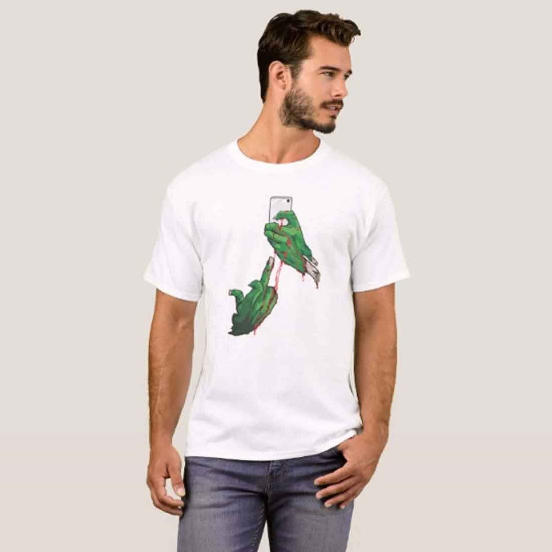 Nutcase Designer Round Neck Men's T-Shirt Wrinkle-Free Poly Cotton Tees - Zombies Phone Nutcase