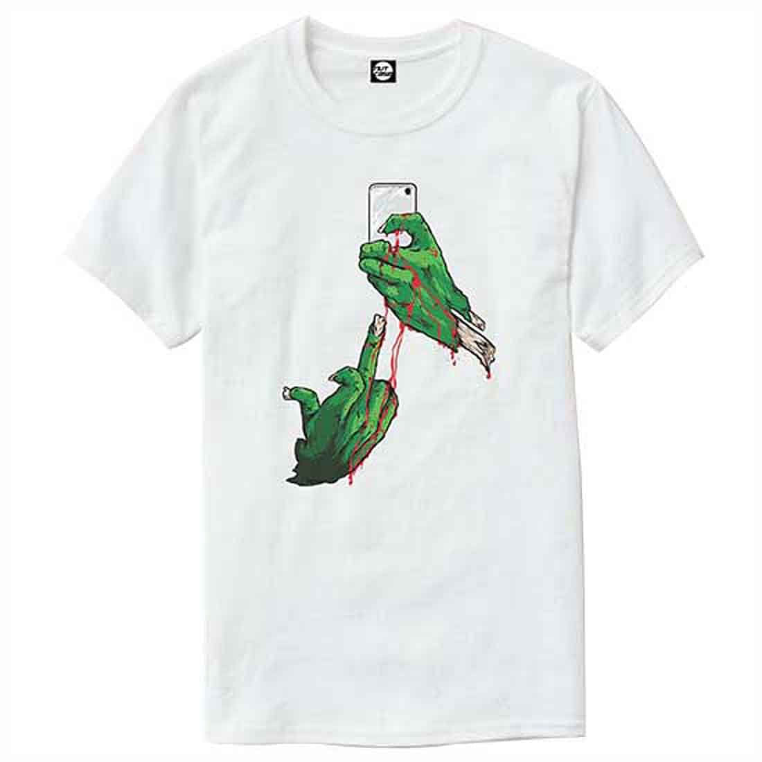 Nutcase Designer Round Neck Men's T-Shirt Wrinkle-Free Poly Cotton Tees - Zombies Phone Nutcase