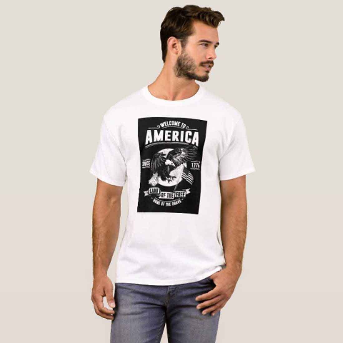Nutcase Designer Round Neck Men's T-Shirt Wrinkle-Free Poly Cotton Tees - Welcome to America Nutcase