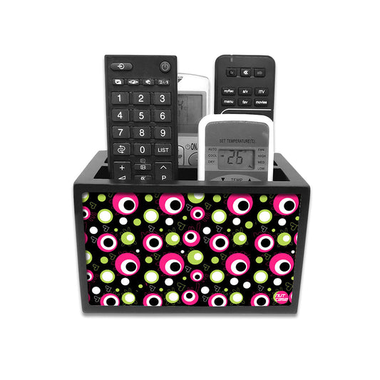 Remote Control Stand Holder Organizer For TV / AC Remotes -  PINK & GREEN Dots Nutcase