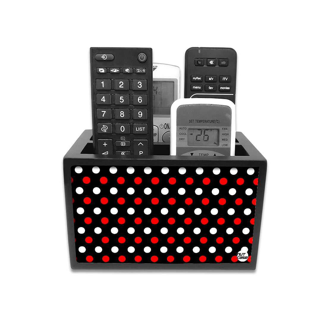 Remote Control Stand Holder Organizer For TV / AC Remotes -  Small Ploka Dots Nutcase